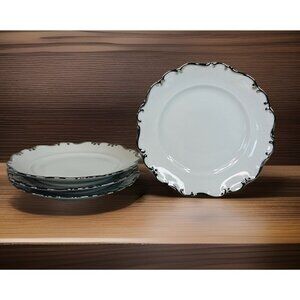 4x Schumann Platinum Elegance Bread Dessert Plate Arzberg Germany 6in Metal Rim